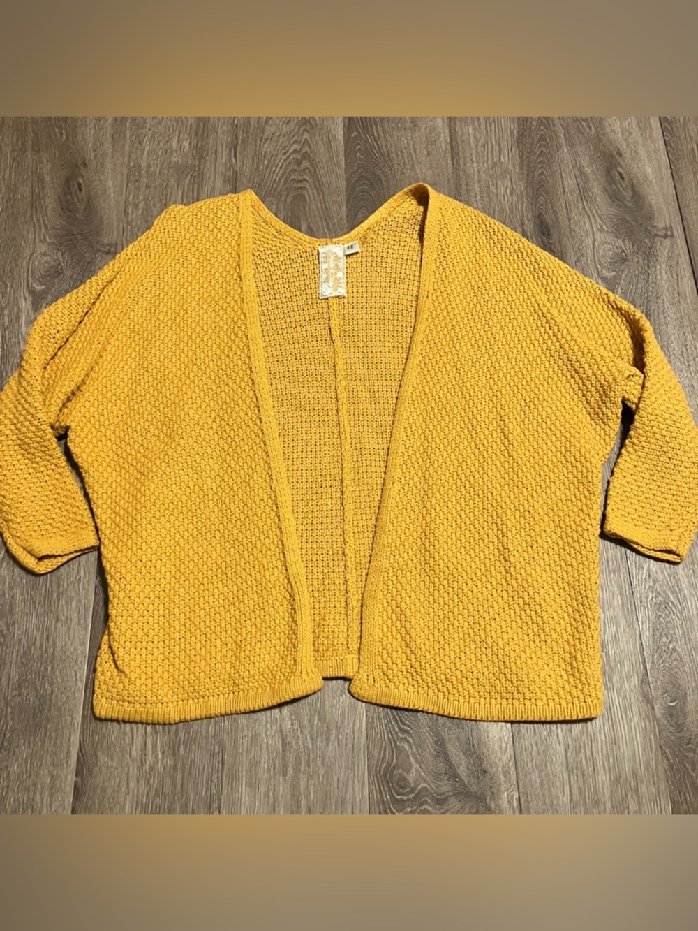 Sadie & Sage Mustard Yellow Open-Front Knit Cardigan Size Small